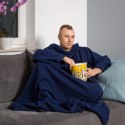 Kocyk Szlafrok – Granatowy Koc z Rękawami – Polarowy Polski Produkt