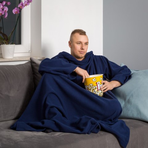 Kocyk Szlafrok – Granatowy Koc z Rękawami – Polarowy Polski Produkt Kocyk Szlafrok – Granatowy Koc z Rękawami – Polarowy Polski Produkt
