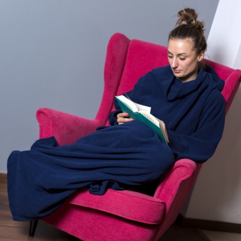 Kocyk Szlafrok – Granatowy Koc z Rękawami – Polarowy Polski Produkt Kocyk Szlafrok – Granatowy Koc z Rękawami – Polarowy Polski Produkt