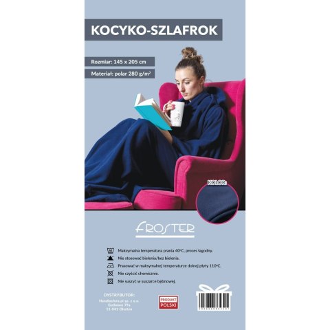 Kocyk Szlafrok – Granatowy Koc z Rękawami – Polarowy Polski Produkt Kocyk Szlafrok – Granatowy Koc z Rękawami – Polarowy Polski Produkt