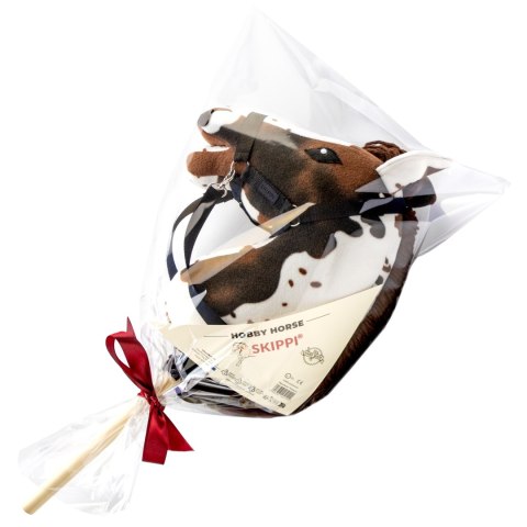 Skippi Hobby Horse w brązowe łaty - duży koń na kiju - kantar w zestawie Skippi Hobby Horse w brązowe łaty - duży koń na kiju - kantar w zestawie