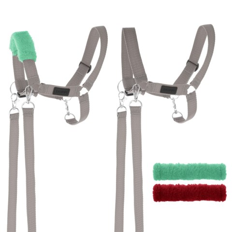 Zestaw Skippi - Hobby Horse Gniady - Derka fuksja i granat - Kantar szary Zestaw Skippi - Hobby Horse Gniady - Derka fuksja i granat - Kantar szary