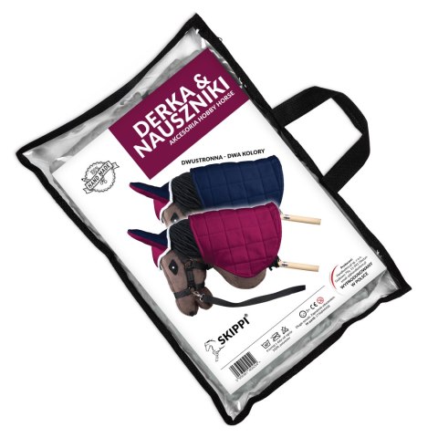 Zestaw Skippi - Hobby Horse Gniady - Derka fuksja i granat - Kantar szary Zestaw Skippi - Hobby Horse Gniady - Derka fuksja i granat - Kantar szary