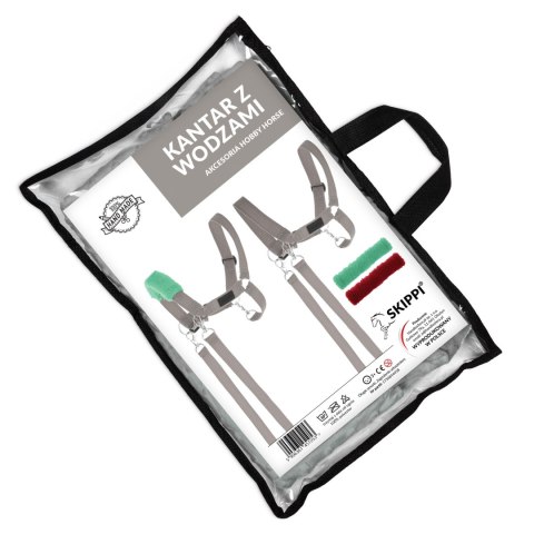 Zestaw Skippi - Hobby Horse Gniady - Derka fuksja i granat - Kantar szary Zestaw Skippi - Hobby Horse Gniady - Derka fuksja i granat - Kantar szary