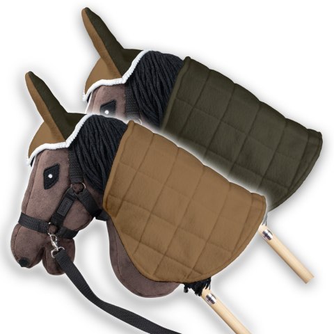 Zestaw Skippi - Hobby Horse Gniady - Derka i nauszniki - beż i oliwka Zestaw Skippi - Hobby Horse Gniady - Derka i nauszniki - beż i oliwka