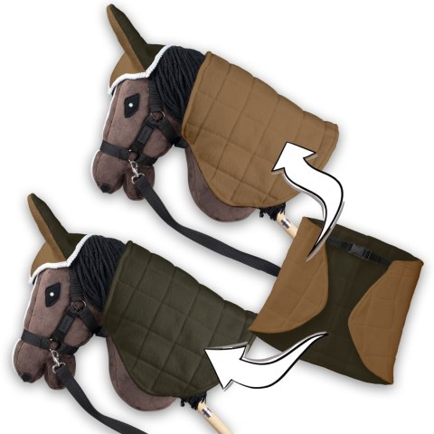 Zestaw Skippi - Hobby Horse Gniady - Derka i nauszniki - beż i oliwka Zestaw Skippi - Hobby Horse Gniady - Derka i nauszniki - beż i oliwka
