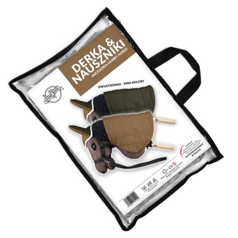 Zestaw Skippi - Hobby Horse Gniady - Derka i nauszniki - beż i oliwka Zestaw Skippi - Hobby Horse Gniady - Derka i nauszniki - beż i oliwka