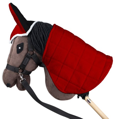 Zestaw Skippi - Hobby Horse Gniady - Derka i nauszniki - czerwona i czarna Zestaw Skippi - Hobby Horse Gniady - Derka i nauszniki - czerwona i czarna