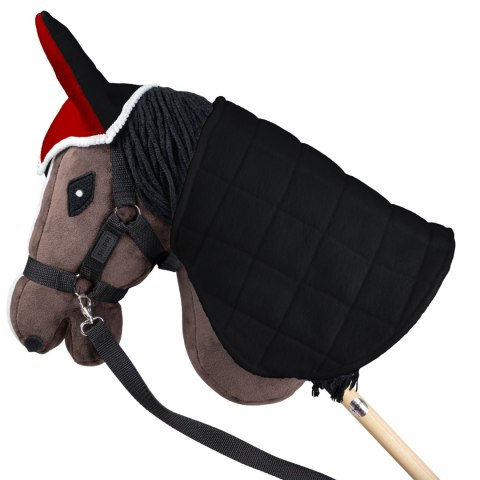 Zestaw Skippi - Hobby Horse Gniady - Derka i nauszniki - czerwona i czarna Zestaw Skippi - Hobby Horse Gniady - Derka i nauszniki - czerwona i czarna