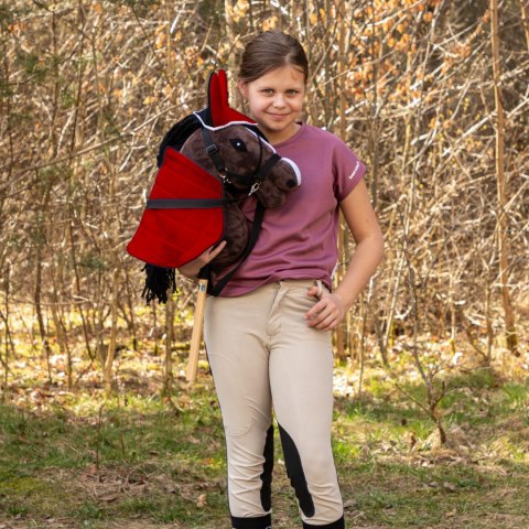 Zestaw Skippi - Hobby Horse Gniady - Derka i nauszniki - czerwona i czarna Zestaw Skippi - Hobby Horse Gniady - Derka i nauszniki - czerwona i czarna