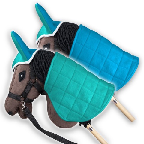 Zestaw Skippi - Hobby Horse Gniady - Derka i nauszniki - mięta i niebieski Zestaw Skippi - Hobby Horse Gniady - Derka i nauszniki - mięta i niebieski