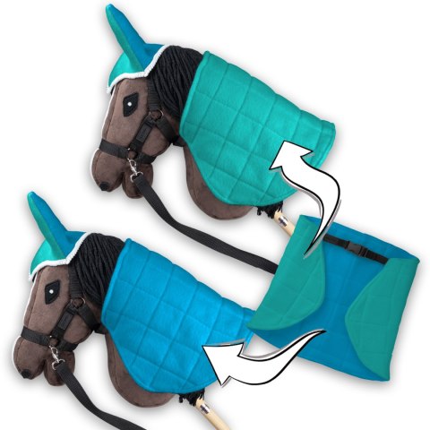 Zestaw Skippi - Hobby Horse Gniady - Derka i nauszniki - mięta i niebieski Zestaw Skippi - Hobby Horse Gniady - Derka i nauszniki - mięta i niebieski