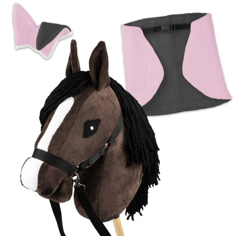 Zestaw Skippi - Hobby Horse Gniady - Derka i nauszniki - różowa i szara Zestaw Skippi - Hobby Horse Gniady - Derka i nauszniki - różowa i szara