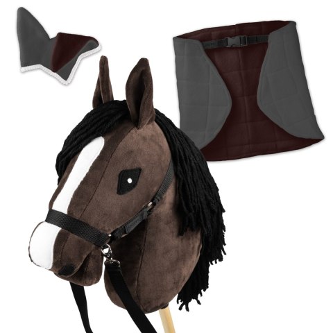 Zestaw Skippi - Hobby Horse Gniady - Derka i nauszniki - szary i brąz Zestaw Skippi - Hobby Horse Gniady - Derka i nauszniki - szary i brąz