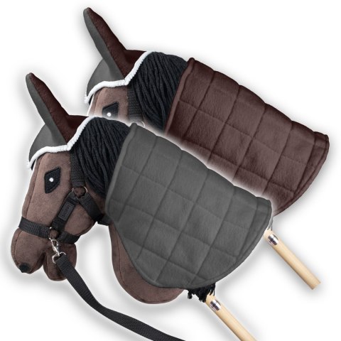 Zestaw Skippi - Hobby Horse Gniady - Derka i nauszniki - szary i brąz Zestaw Skippi - Hobby Horse Gniady - Derka i nauszniki - szary i brąz