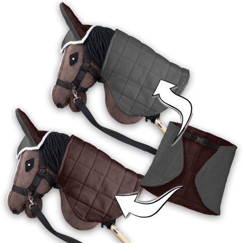 Zestaw Skippi - Hobby Horse Gniady - Derka i nauszniki - szary i brąz Zestaw Skippi - Hobby Horse Gniady - Derka i nauszniki - szary i brąz