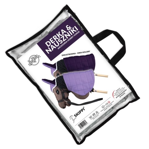 Zestaw Skippi - Hobby Horse Gniady - Derka i nauszniki - wrzos i śliwka Zestaw Skippi - Hobby Horse Gniady - Derka i nauszniki - wrzos i śliwka